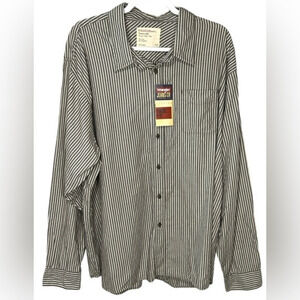 Wrangler Premium Button Shirt Mens Size 3XL Long Sleeve‎ Black Tan Stripe